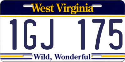 WV license plate 1GJ175