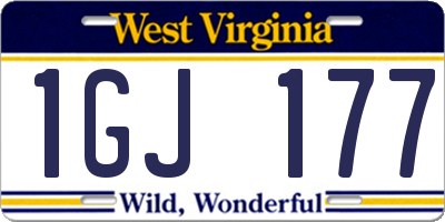 WV license plate 1GJ177