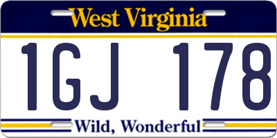 WV license plate 1GJ178