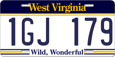 WV license plate 1GJ179