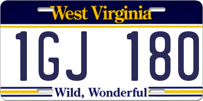 WV license plate 1GJ180