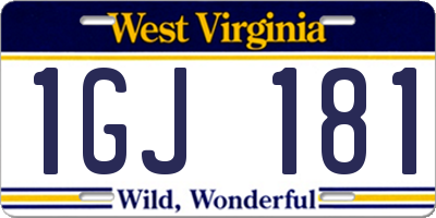 WV license plate 1GJ181
