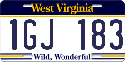 WV license plate 1GJ183