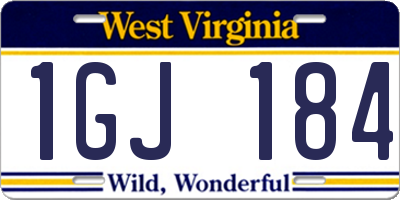 WV license plate 1GJ184