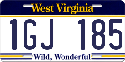 WV license plate 1GJ185