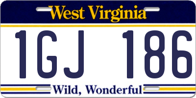 WV license plate 1GJ186
