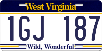 WV license plate 1GJ187