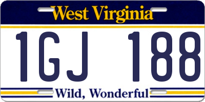 WV license plate 1GJ188