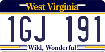 WV license plate 1GJ191