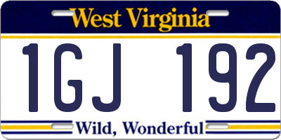 WV license plate 1GJ192