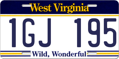 WV license plate 1GJ195