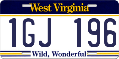 WV license plate 1GJ196