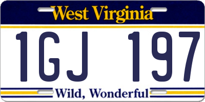 WV license plate 1GJ197