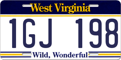 WV license plate 1GJ198