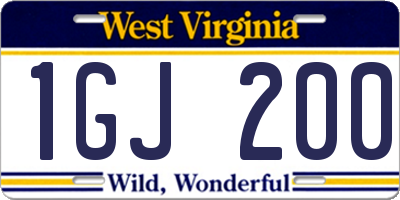 WV license plate 1GJ200