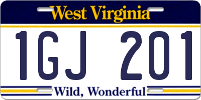 WV license plate 1GJ201