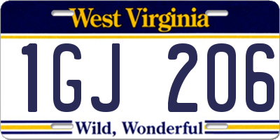 WV license plate 1GJ206