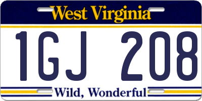 WV license plate 1GJ208