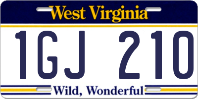 WV license plate 1GJ210