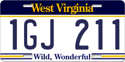 WV license plate 1GJ211