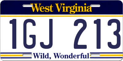 WV license plate 1GJ213