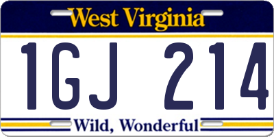 WV license plate 1GJ214