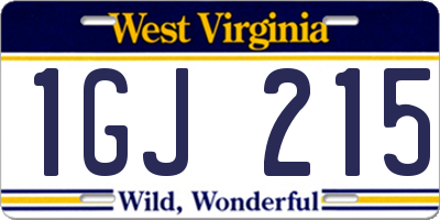 WV license plate 1GJ215