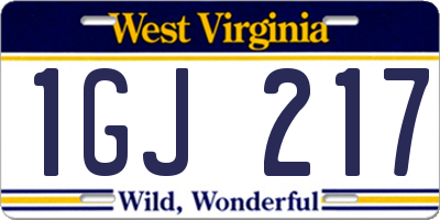 WV license plate 1GJ217