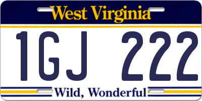 WV license plate 1GJ222