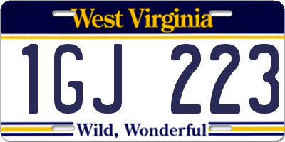 WV license plate 1GJ223