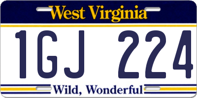 WV license plate 1GJ224