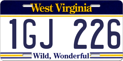 WV license plate 1GJ226