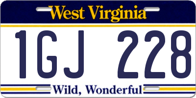 WV license plate 1GJ228