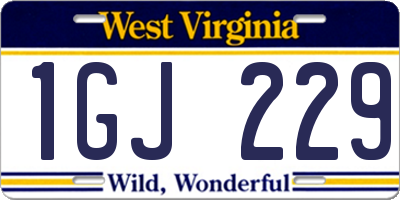 WV license plate 1GJ229
