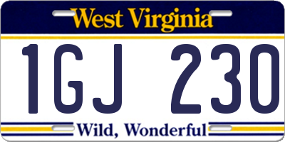WV license plate 1GJ230