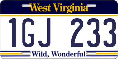 WV license plate 1GJ233
