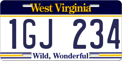 WV license plate 1GJ234