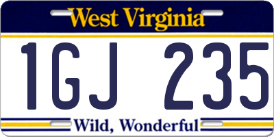 WV license plate 1GJ235