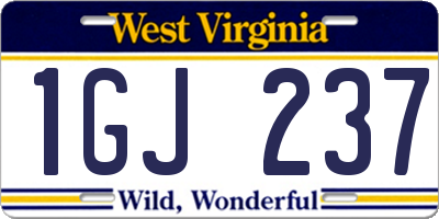 WV license plate 1GJ237