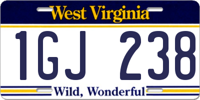 WV license plate 1GJ238