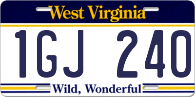WV license plate 1GJ240