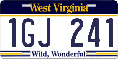 WV license plate 1GJ241