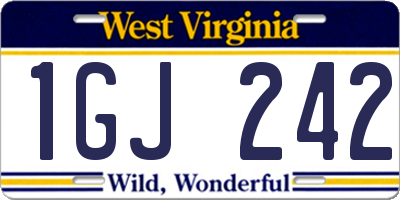 WV license plate 1GJ242