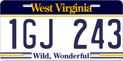 WV license plate 1GJ243
