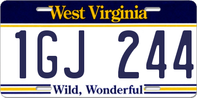 WV license plate 1GJ244