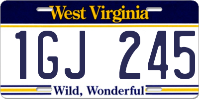 WV license plate 1GJ245