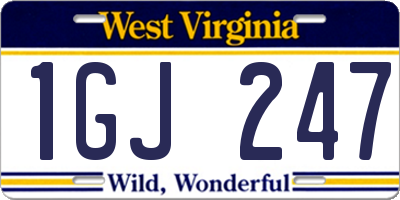 WV license plate 1GJ247