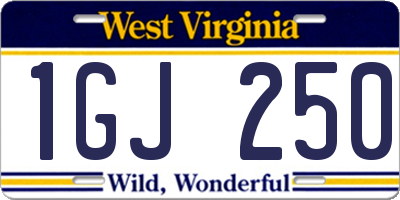 WV license plate 1GJ250