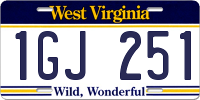 WV license plate 1GJ251