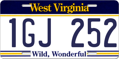 WV license plate 1GJ252